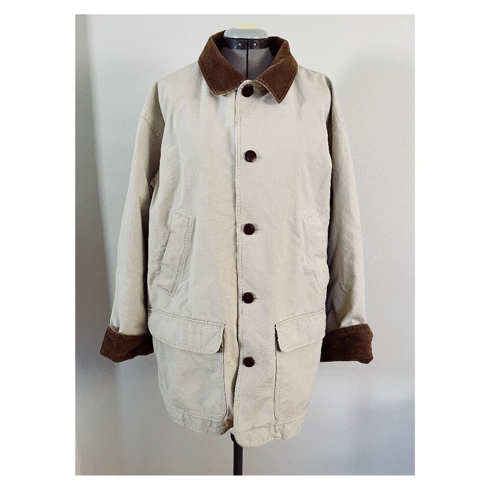 VTG LL Bean Sz L Men's Classic Lined Barn Coat Stone Brown Corduroy